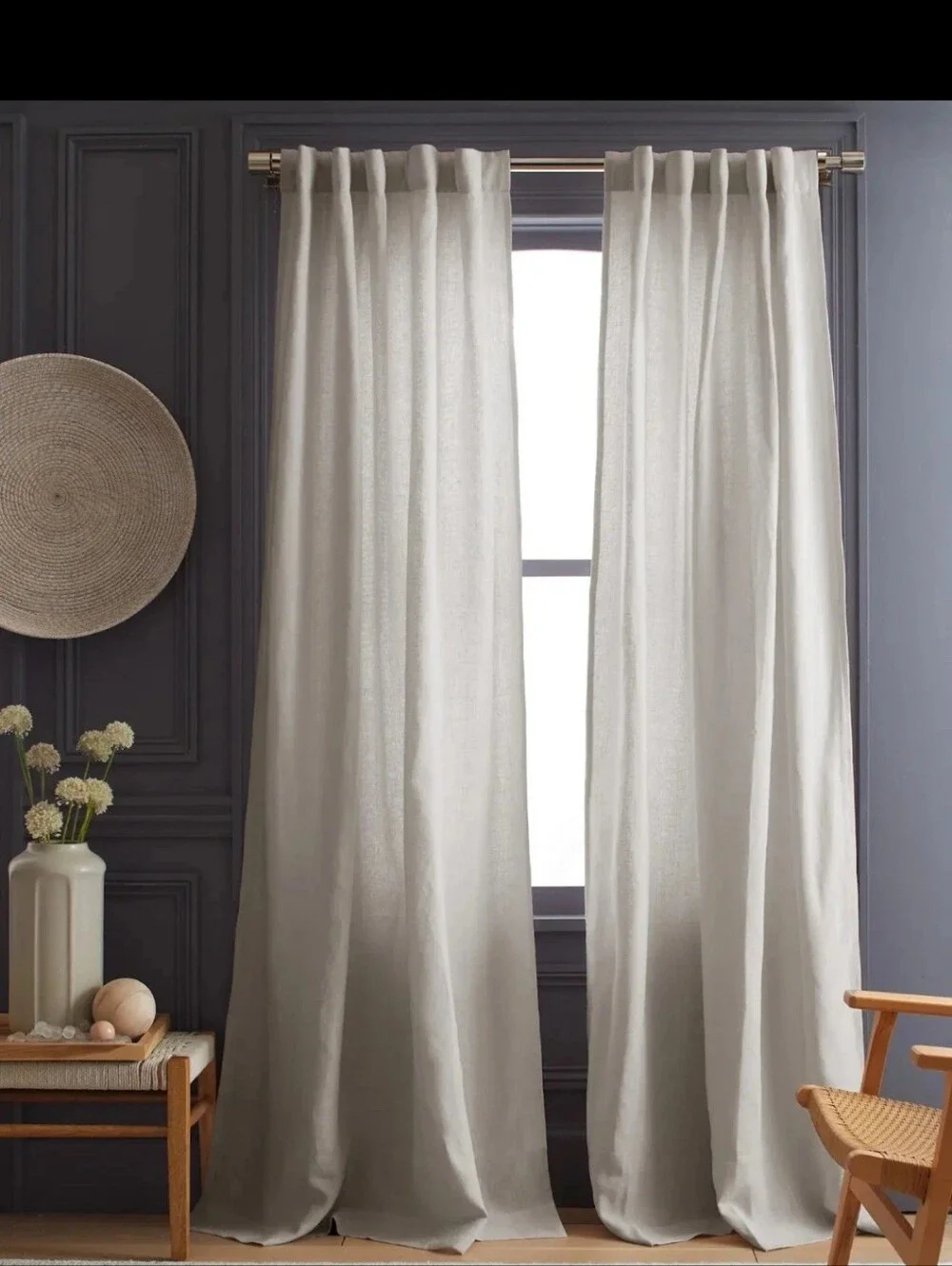 Quince 48x84 Heavyweight European Linen FILTERING Cloud Curtain 48